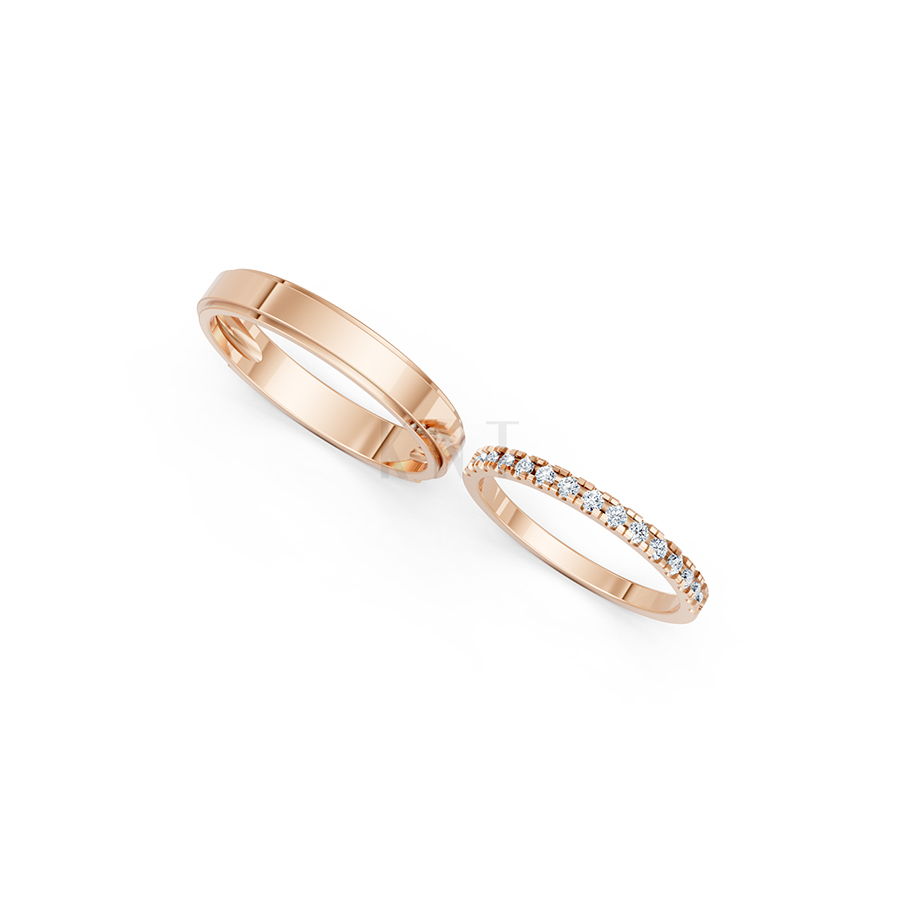 Nhẫn cưới A244 vàng hồng Rose Gold vàng đẹp, kiểu dáng trẻ trung, độc đáo