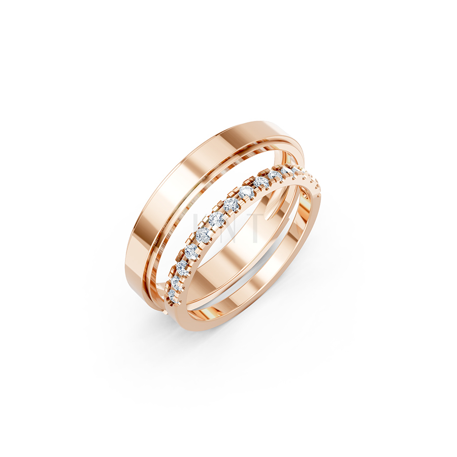 Nhẫn cưới A244 vàng hồng Rose Gold họa tiết ấn tượng, cá tính