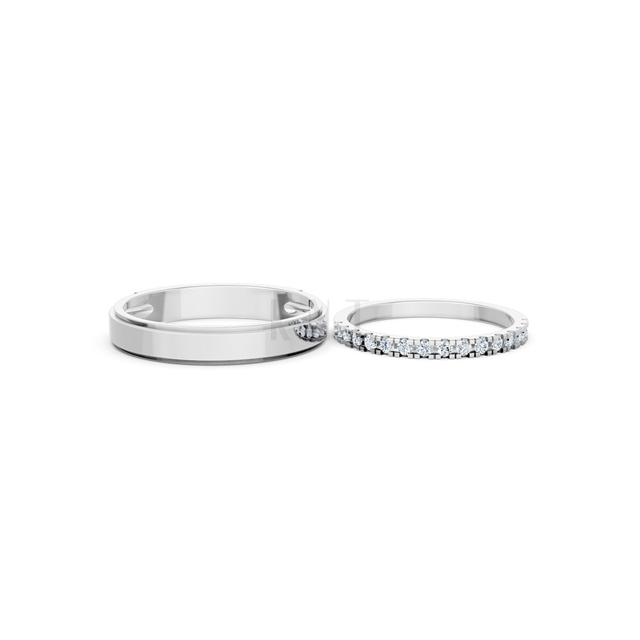 Nhẫn cưới A244 vàng trắng White Gold kiểu dáng cá tính, hiện đại