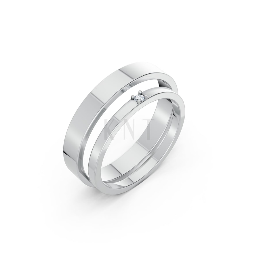 NHẪN CƯỚI A248 vàng trắng White Gold kiểu dáng hiện đại, nổi bật