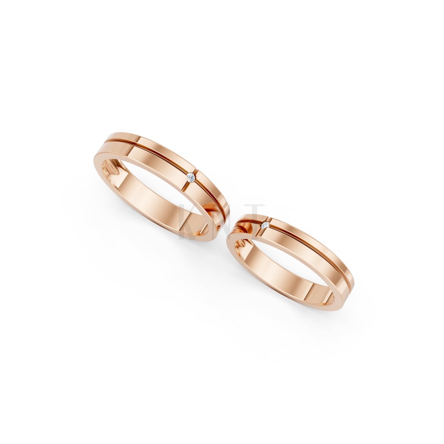 NHẪN CƯỚI A251 vàng hồng Rose Gold phong cách trẻ trung, nổi bật