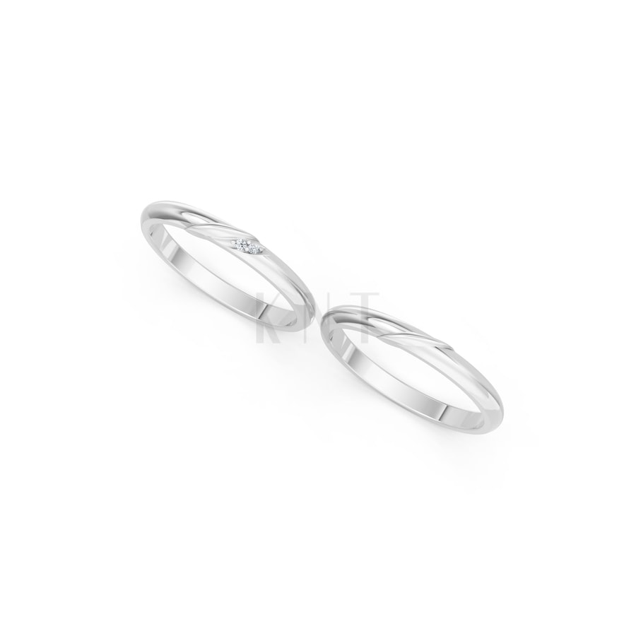 NHẪN CƯỚI A252 vàng trắng White Gold kiểu dáng cá tính, hiện đại