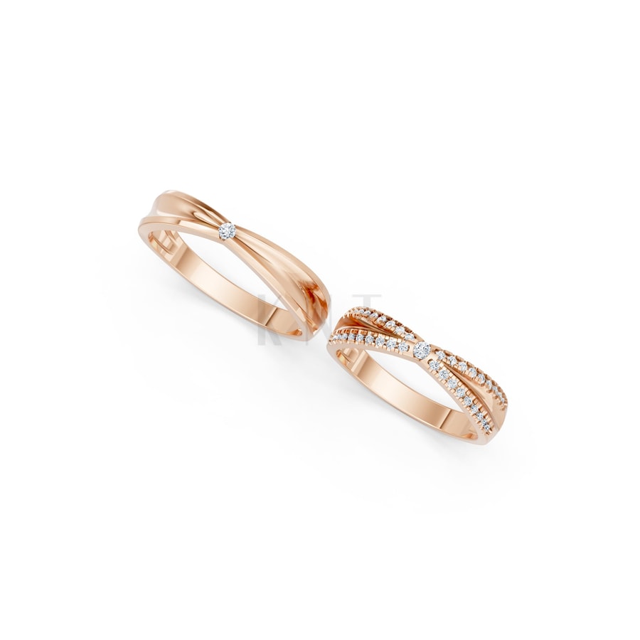 NHẪN CƯỚI A256 vàng hồng Rose Gold vàng đẹp, kiểu dáng trẻ trung, độc đáo