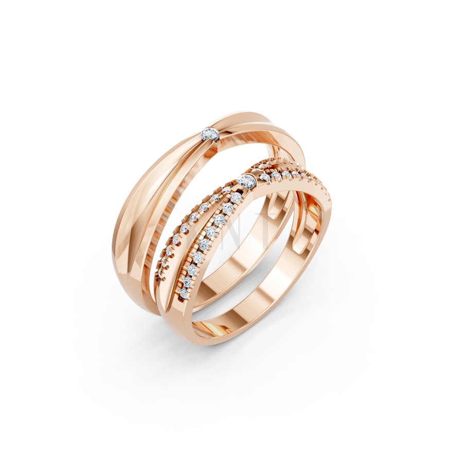 NHẪN CƯỚI A256 vàng hồng Rose Gold họa tiết ấn tượng, cá tính