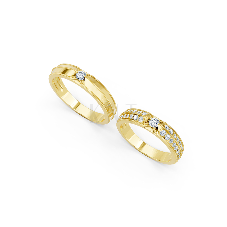 Nhẫn cưới A261 Vàng Gold vàng 10K/14K/18K/607 cao cấp, thanh lịch