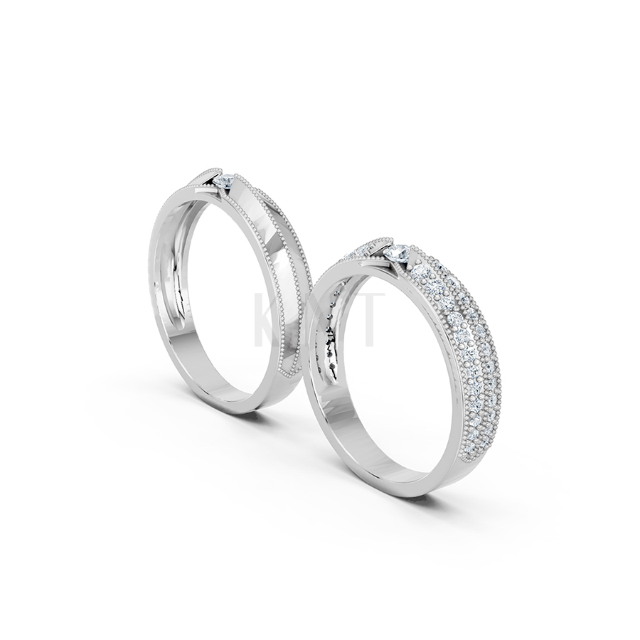 Nhẫn cưới A261 vàng trắng White Gold thiết kế trẻ trung, hiện đại