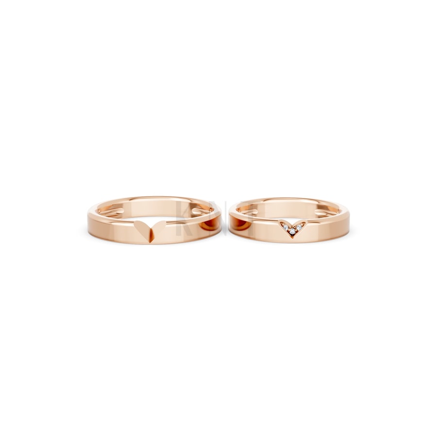 NHẪN CƯỚI A267 màu vàng hồng Rose Gold thiết kế đối xứng, phong cách, ấn tượng