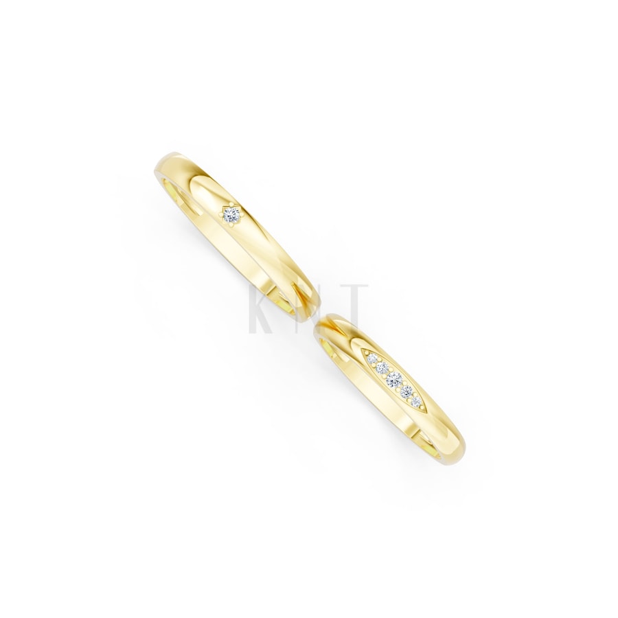 Nhẫn cưới kim cương H109 Vàng Gold vàng 10K/14K/18K/607 cao cấp, thanh lịch