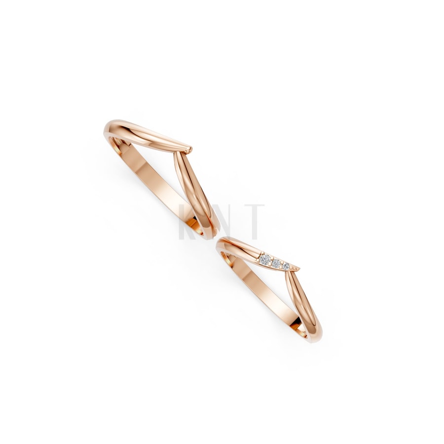 Nhẫn cưới H111 vàng hồng Rose Gold phong cách trẻ trung, nổi bật