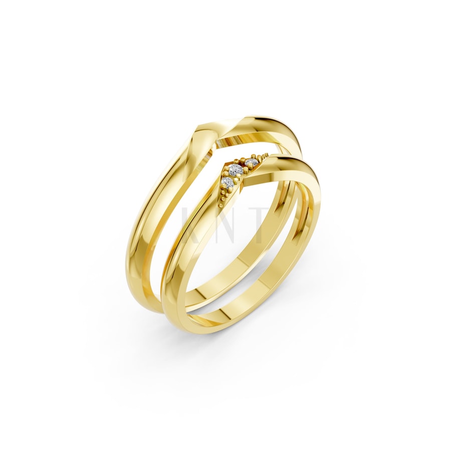 Nhẫn cưới H114 Vàng Gold thiết kế tinh tế, sang trọng