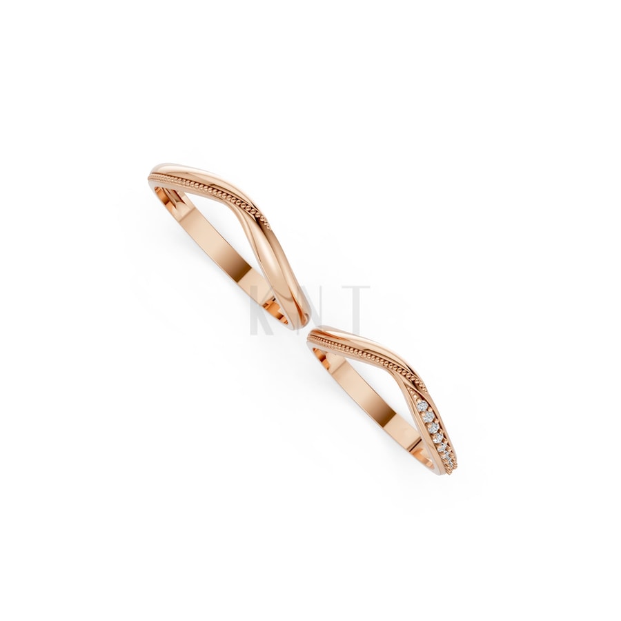 Nhẫn cưới H122 vàng hồng Rose Gold vàng đẹp, kiểu dáng trẻ trung, độc đáo