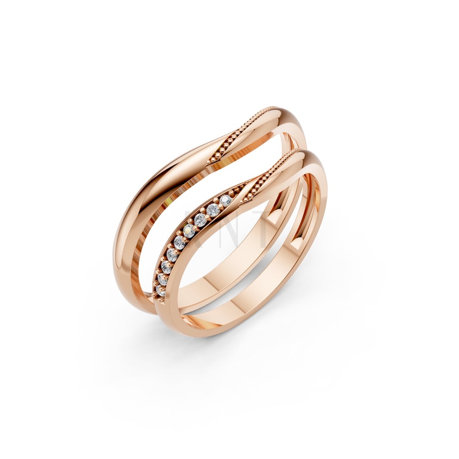 Nhẫn cưới H122 vàng hồng Rose Gold họa tiết ấn tượng, cá tính