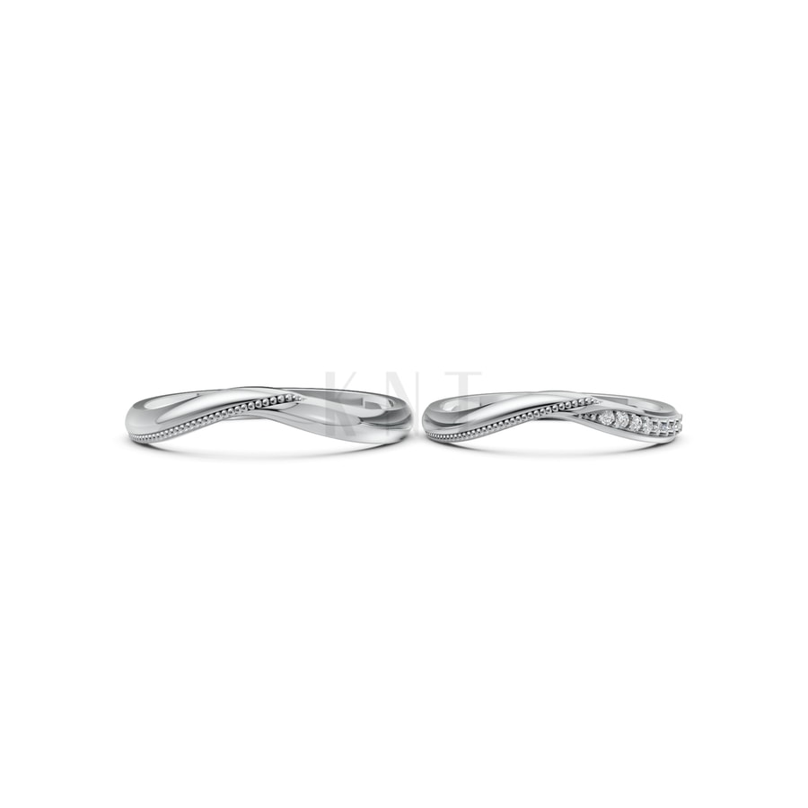 Nhẫn cưới H122 vàng trắng White Gold vàng sáng, đường nét sắc sảo, tinh tế