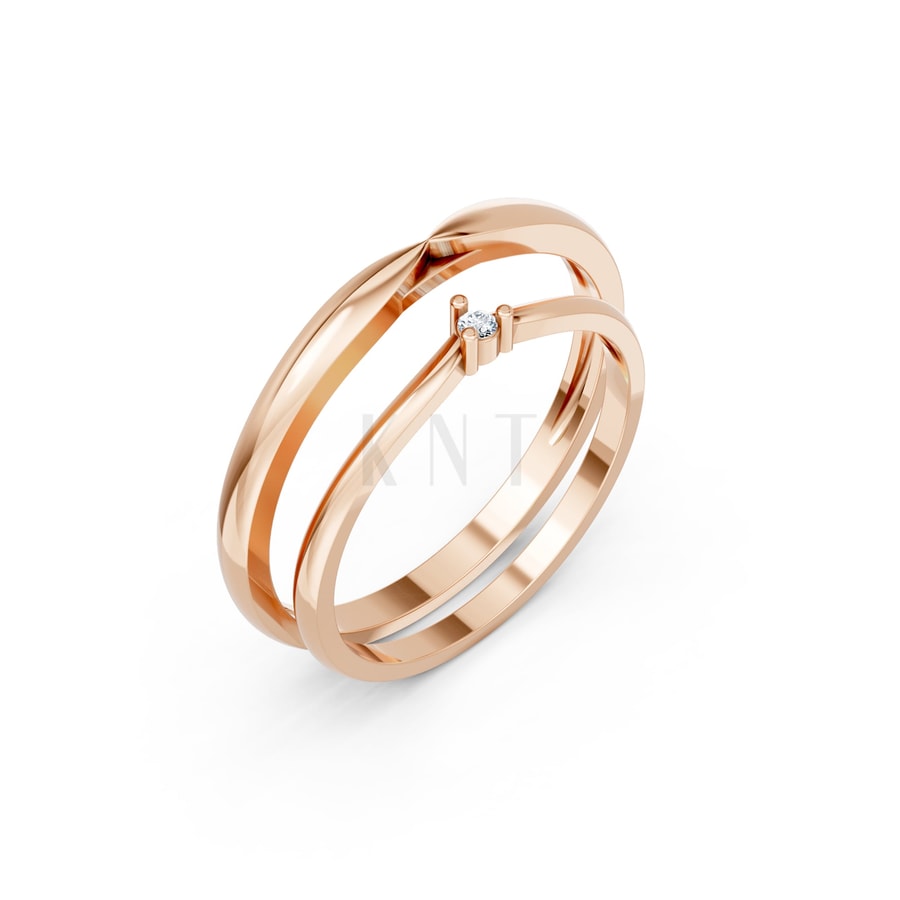 Nhẫn cưới H123 vàng hồng Rose Gold họa tiết ấn tượng, cá tính
