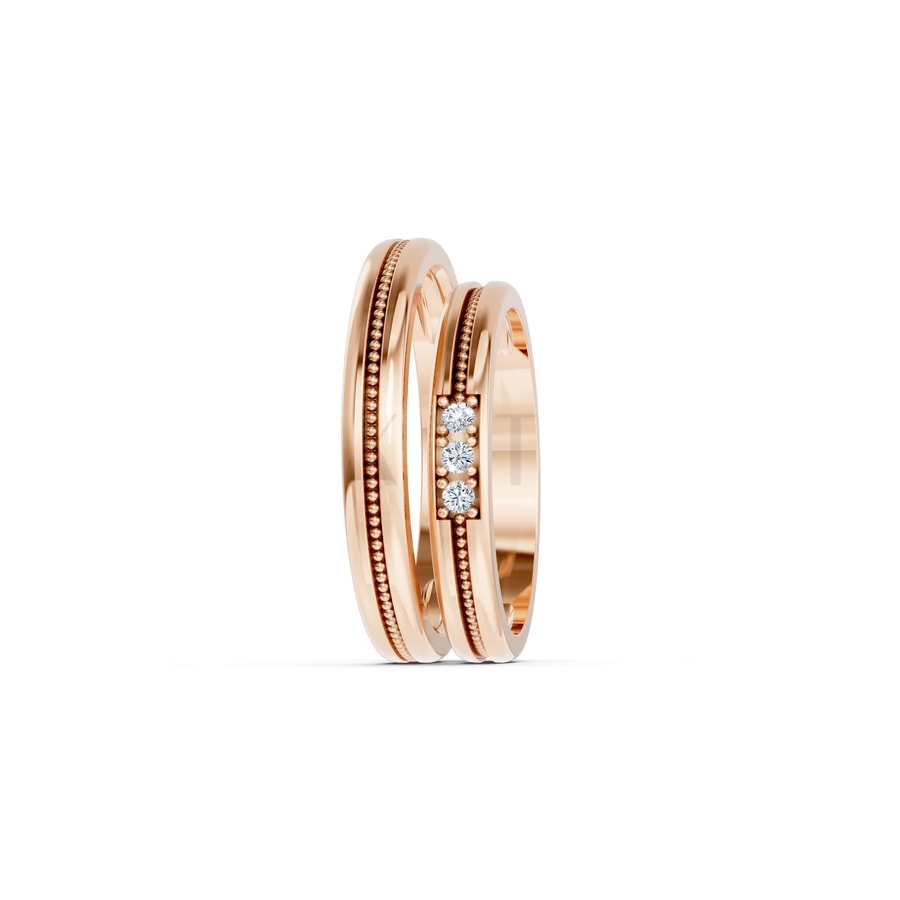 Nhẫn cưới H127 vàng hồng Rose Gold phong cách trẻ trung, nổi bật