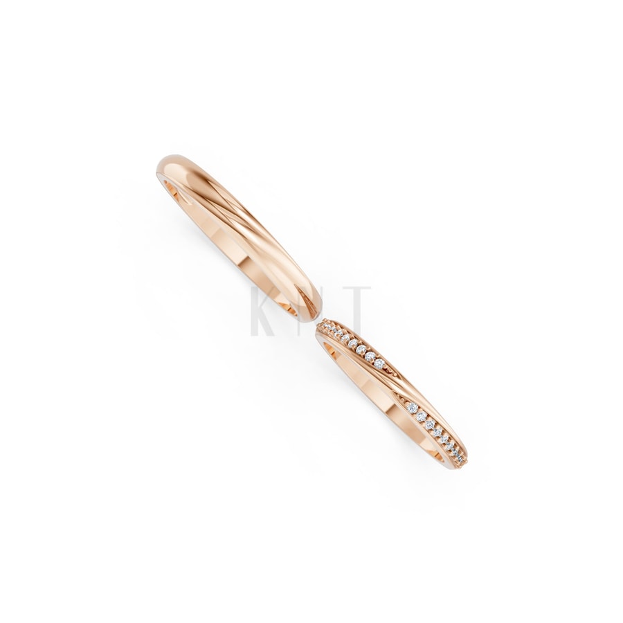 Nhẫn cưới H128 vàng hồng Rose Gold phong cách trẻ trung, nổi bật