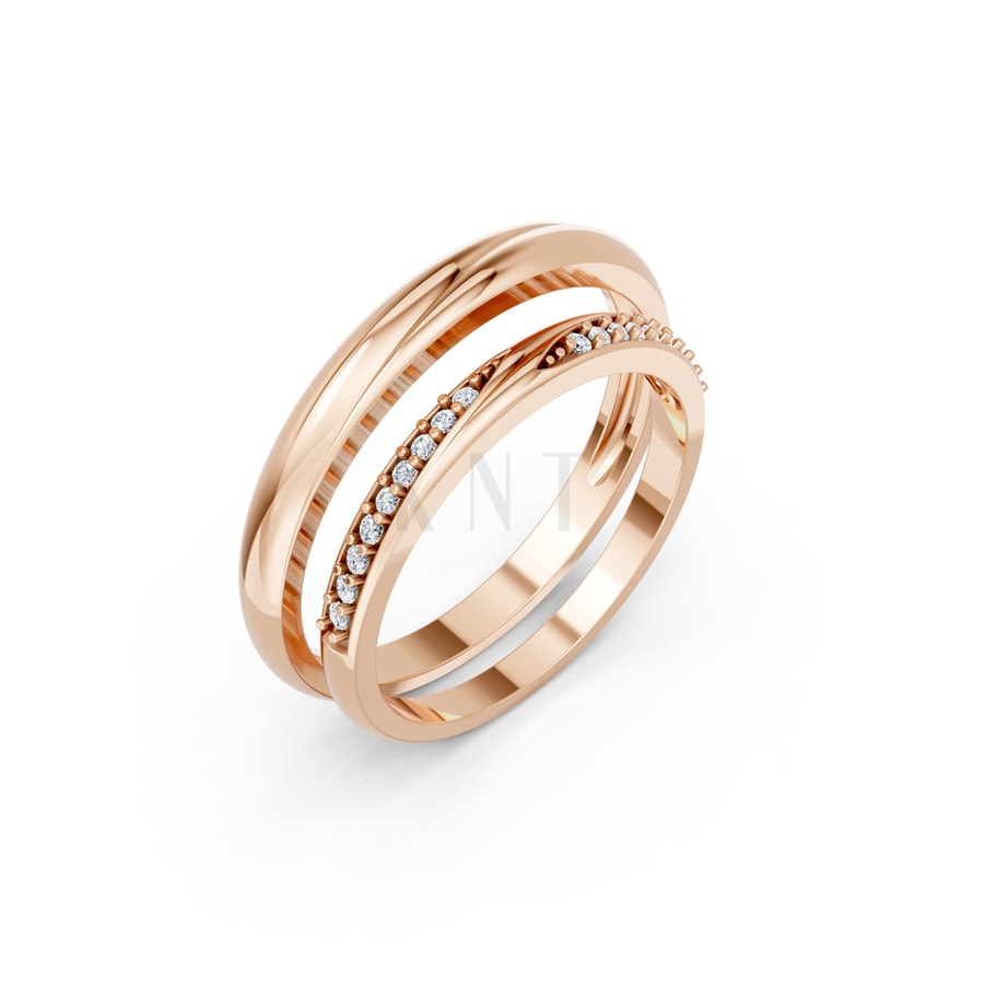 Nhẫn cưới H128 vàng hồng Rose Gold họa tiết ấn tượng, cá tính