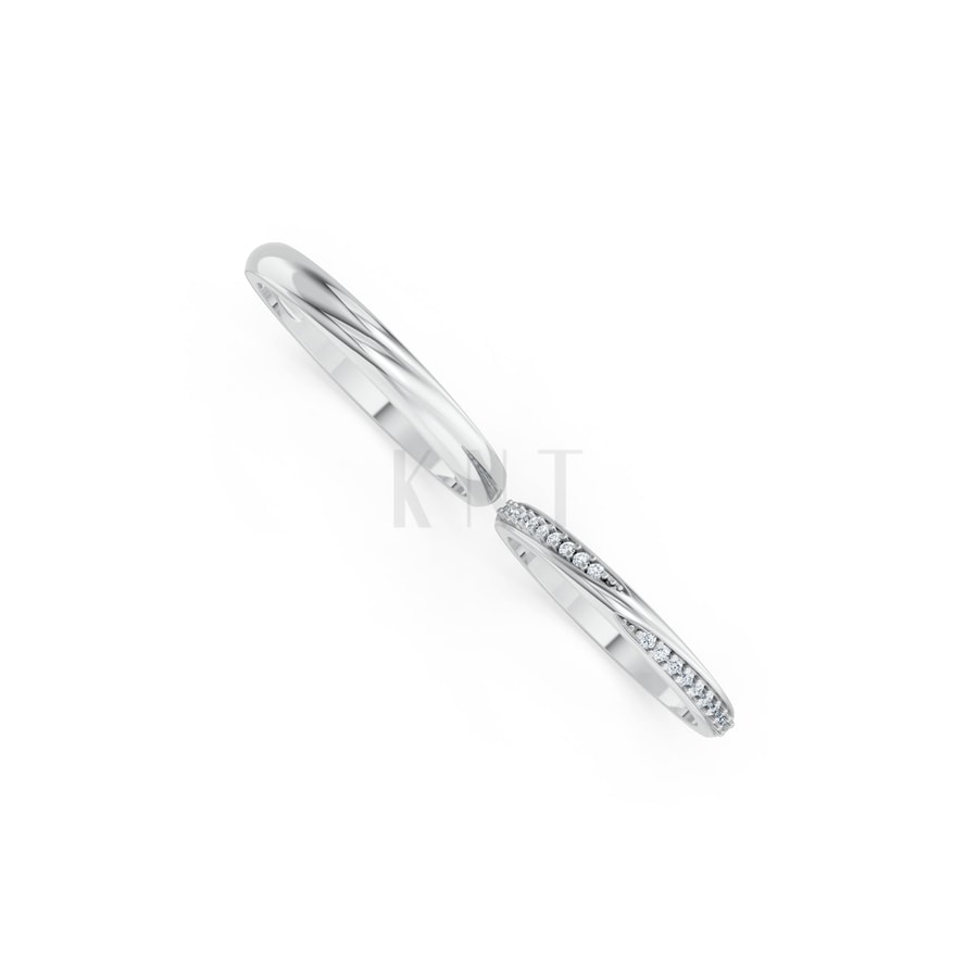 Nhẫn cưới H128 vàng trắng White Gold vàng sáng, đường nét sắc sảo, tinh tế