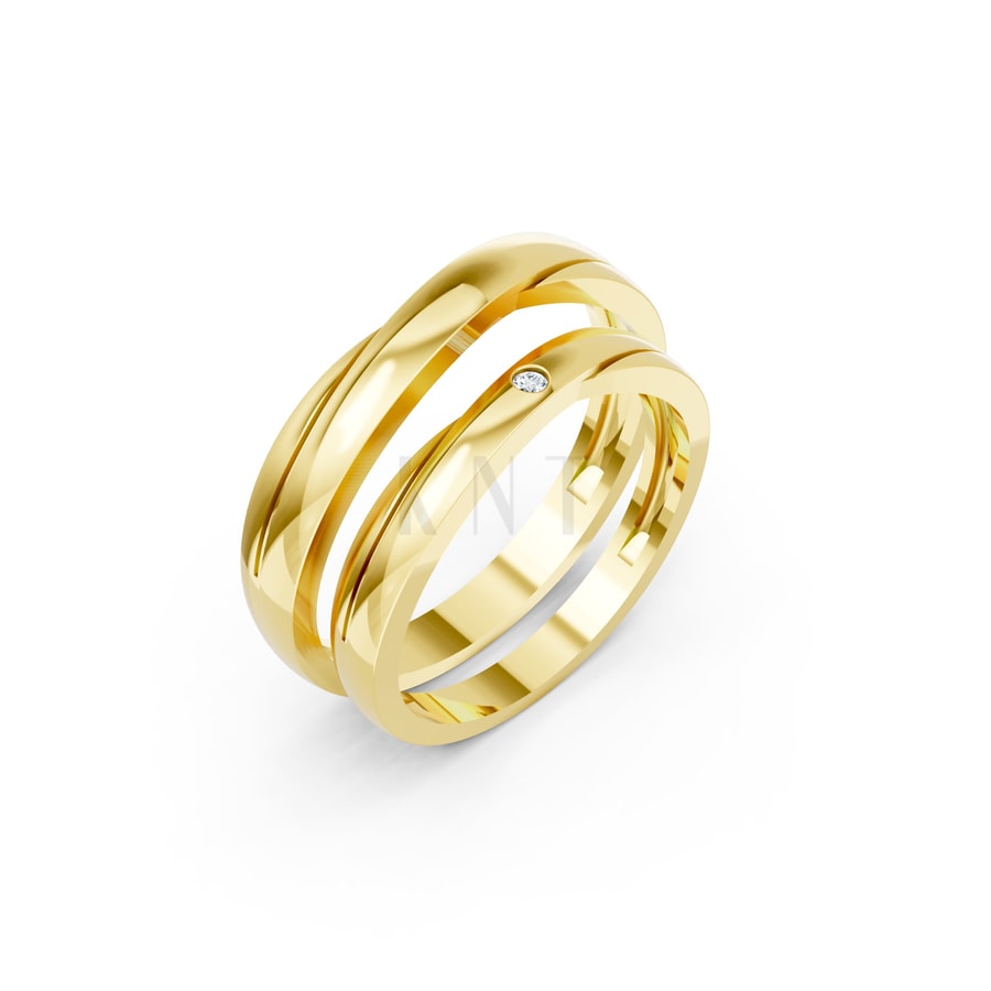 Nhẫn cưới kim cương H129 Vàng Gold thiết kế tinh tế, sang trọng