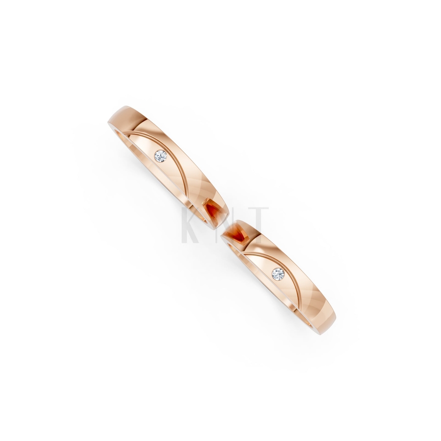 Nhẫn cưới H2 vàng hồng Rose Gold phong cách trẻ trung, nổi bật