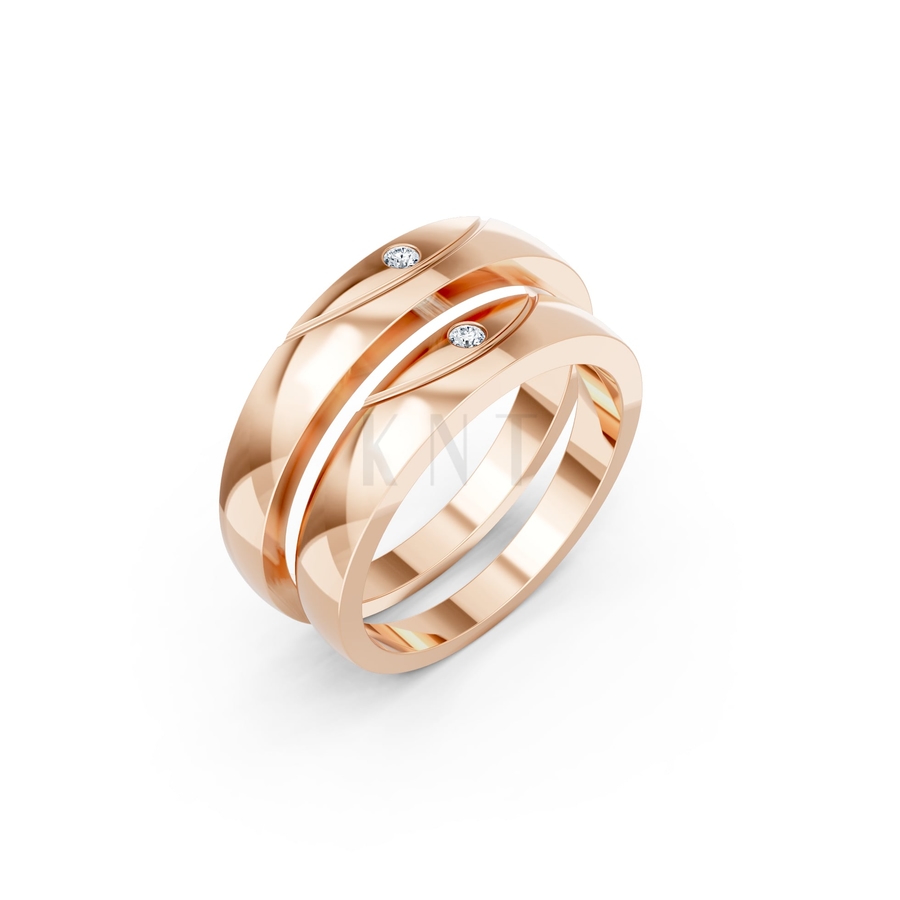 Nhẫn cưới H2 vàng hồng Rose Gold họa tiết ấn tượng, cá tính