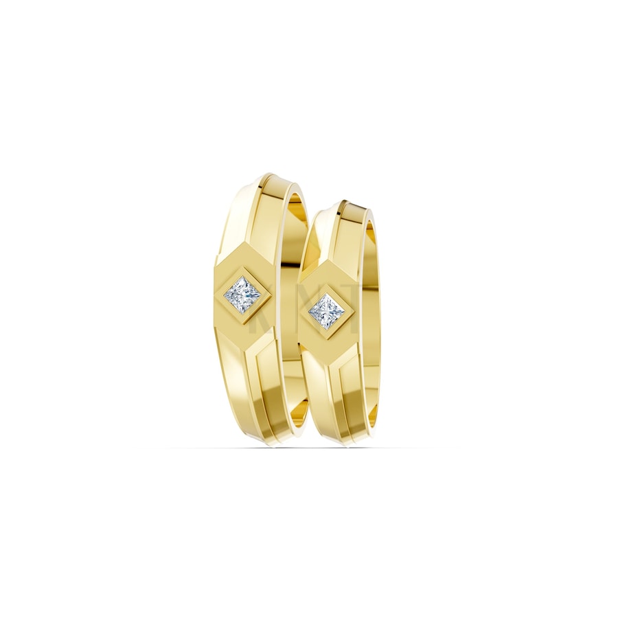 Nhẫn cưới H4 màu Vàng Gold vàng 10K/14K/18K/607 cao cấp, thanh lịch