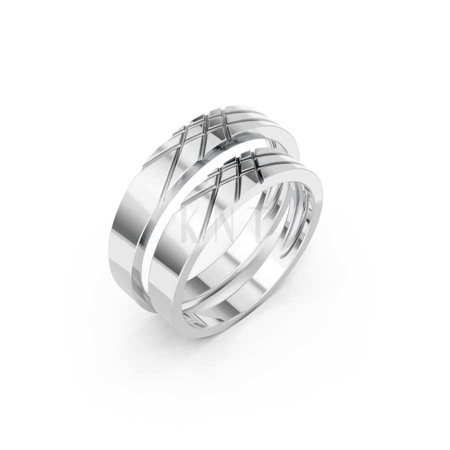 Nhẫn cưới H65 vàng trắng White Gold kiểu dáng hiện đại, nổi bật