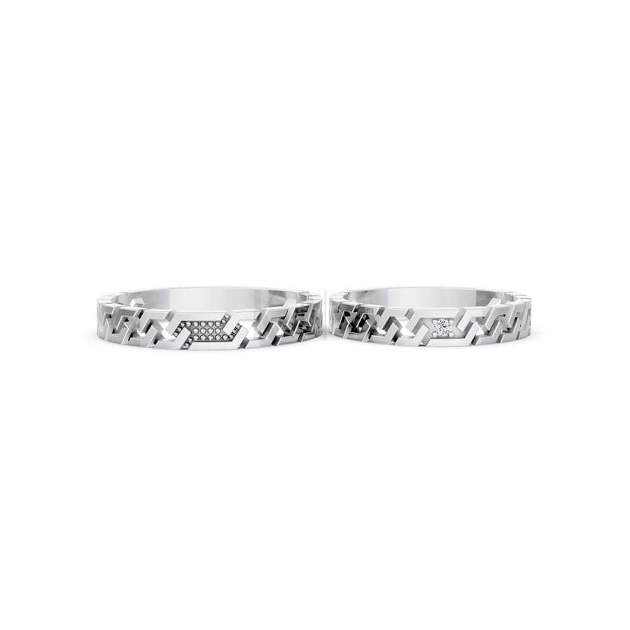 Nhẫn cưới H67 vàng trắng White Gold thiết kế trẻ trung, hiện đại