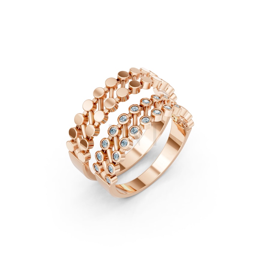 Nhẫn cưới H68 vàng hồng Rose Gold họa tiết ấn tượng, cá tính