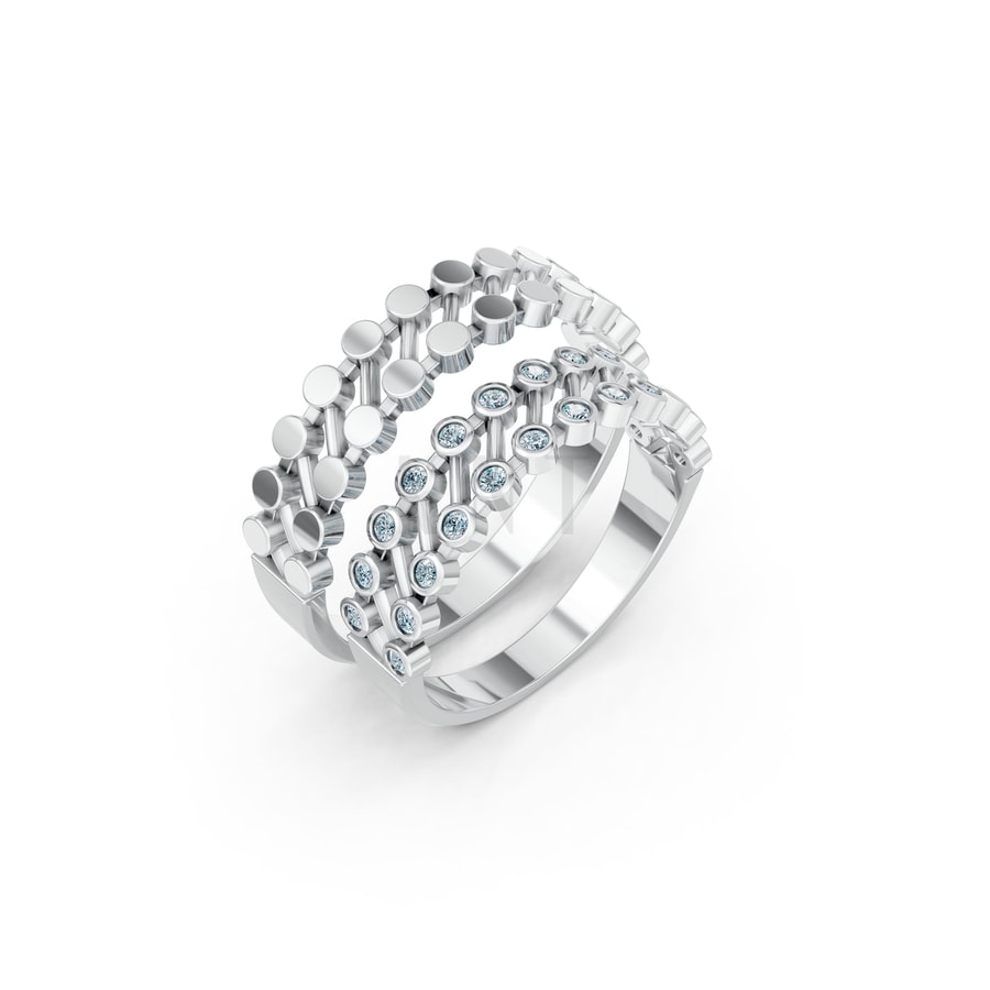 Nhẫn cưới H68 vàng trắng White Gold kiểu dáng hiện đại, nổi bật