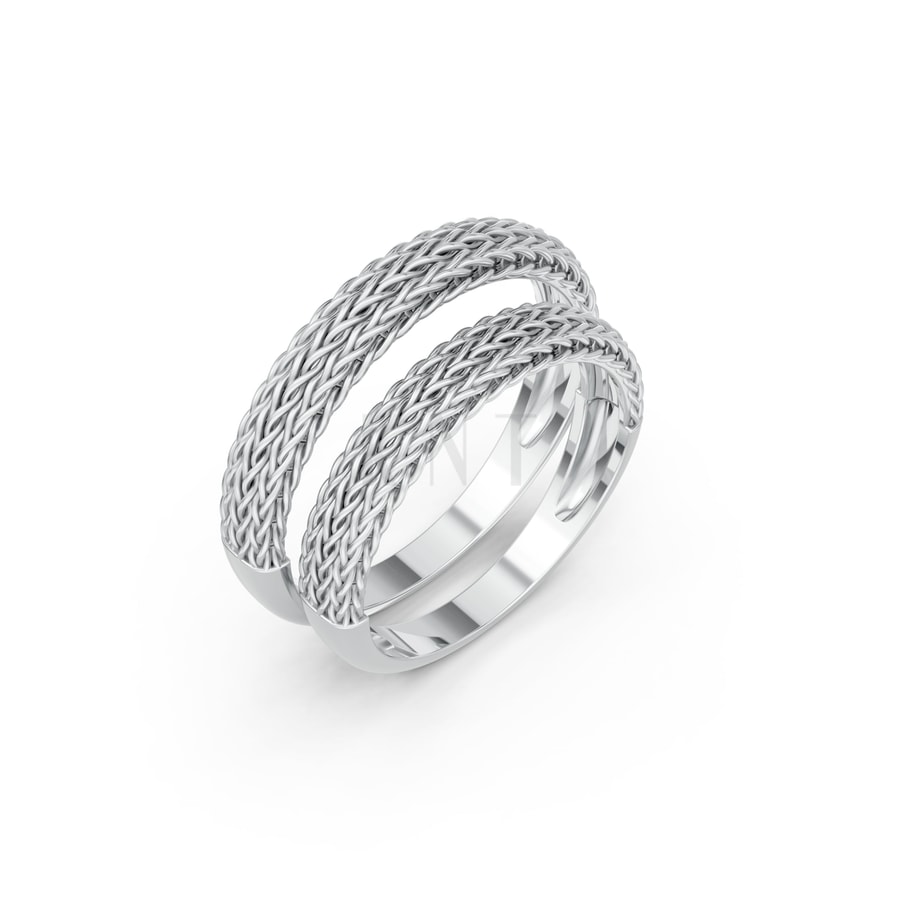 Nhẫn cưới H70 vàng trắng White Gold kiểu dáng hiện đại, nổi bật