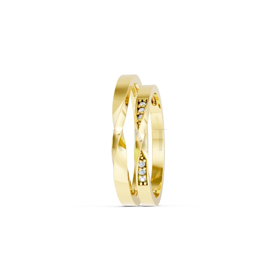 Nhẫn cưới H90 Vàng Gold thiết kế phá cách, sang trọng