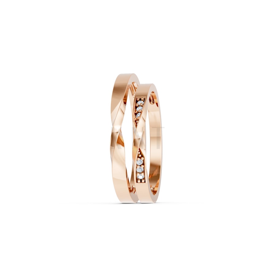 Nhẫn cưới H90 vàng hồng Rose Gold vàng đẹp, kiểu dáng trẻ trung, độc đáo