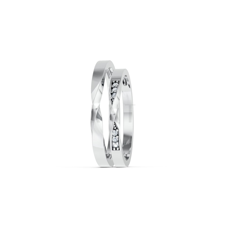 Nhẫn cưới H90 vàng trắng White Gold vàng sáng, đường nét sắc sảo, tinh tế