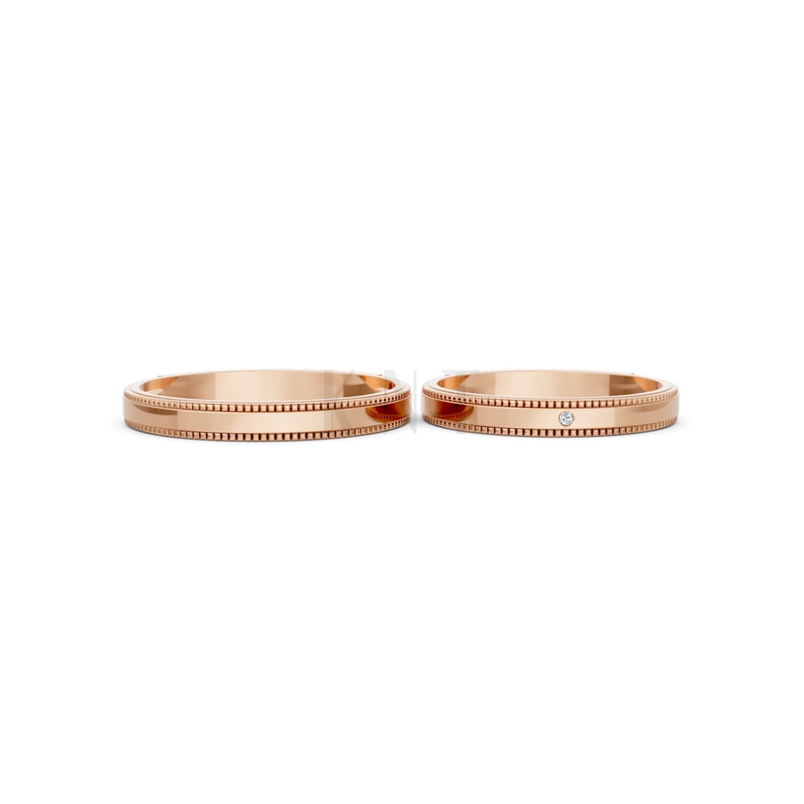 Nhẫn cưới H95 vàng hồng Rose Gold thiết kế đối xứng, phong cách, ấn tượng