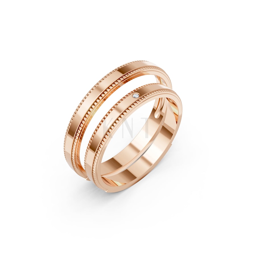 Nhẫn cưới H95 vàng hồng Rose Gold họa tiết ấn tượng, cá tính
