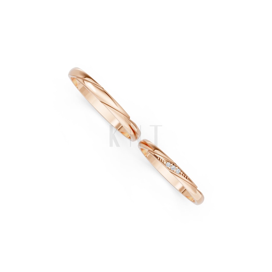 Nhẫn cưới H98 vàng hồng Rose Gold phong cách trẻ trung, nổi bật