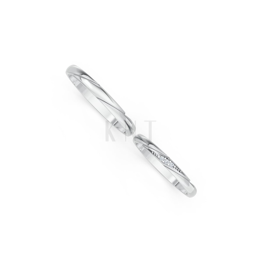 Nhẫn cưới H98 vàng trắng White Gold kiểu dáng cá tính, hiện đại