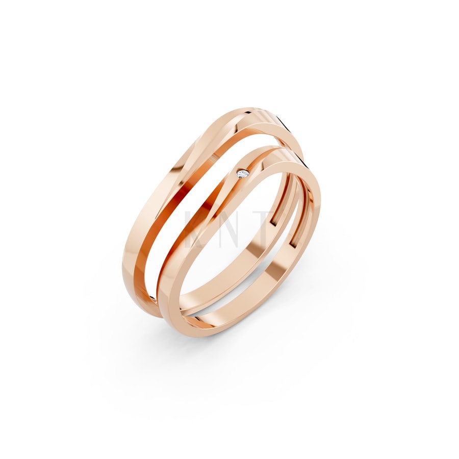 Nhẫn cưới H99 vàng hồng Rose Gold họa tiết ấn tượng, cá tính