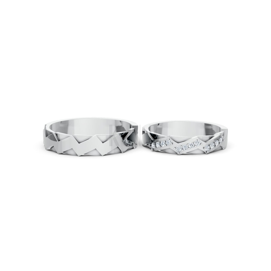 Nhẫn cưới K13 vàng trắng White Gold thiết kế trẻ trung, hiện đại