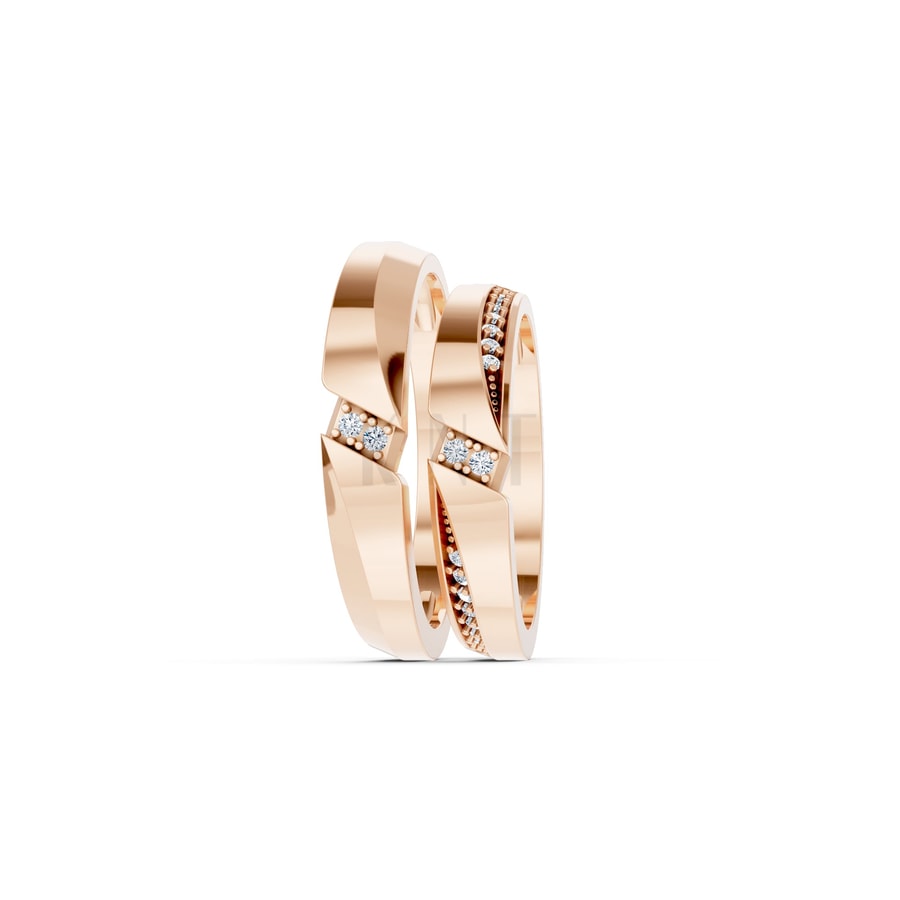 Nhẫn cưới K21 vàng hồng Rose Gold phong cách trẻ trung, nổi bật