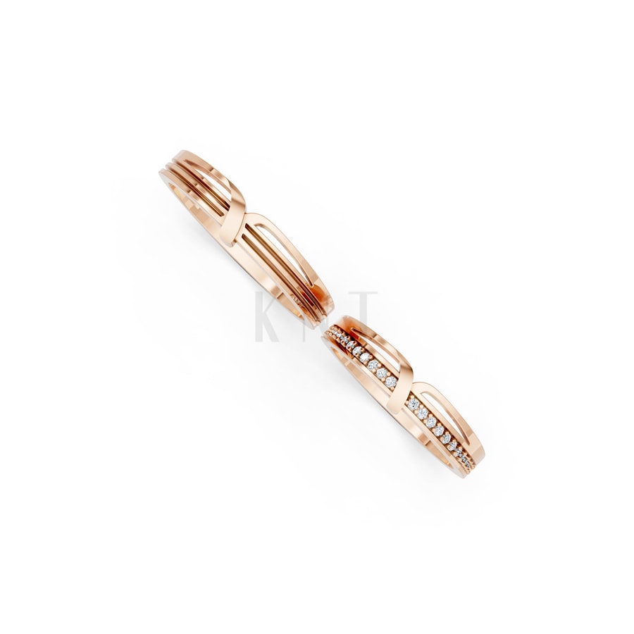 Nhẫn cưới K23 vàng hồng Rose Gold vàng đẹp, kiểu dáng trẻ trung, độc đáo