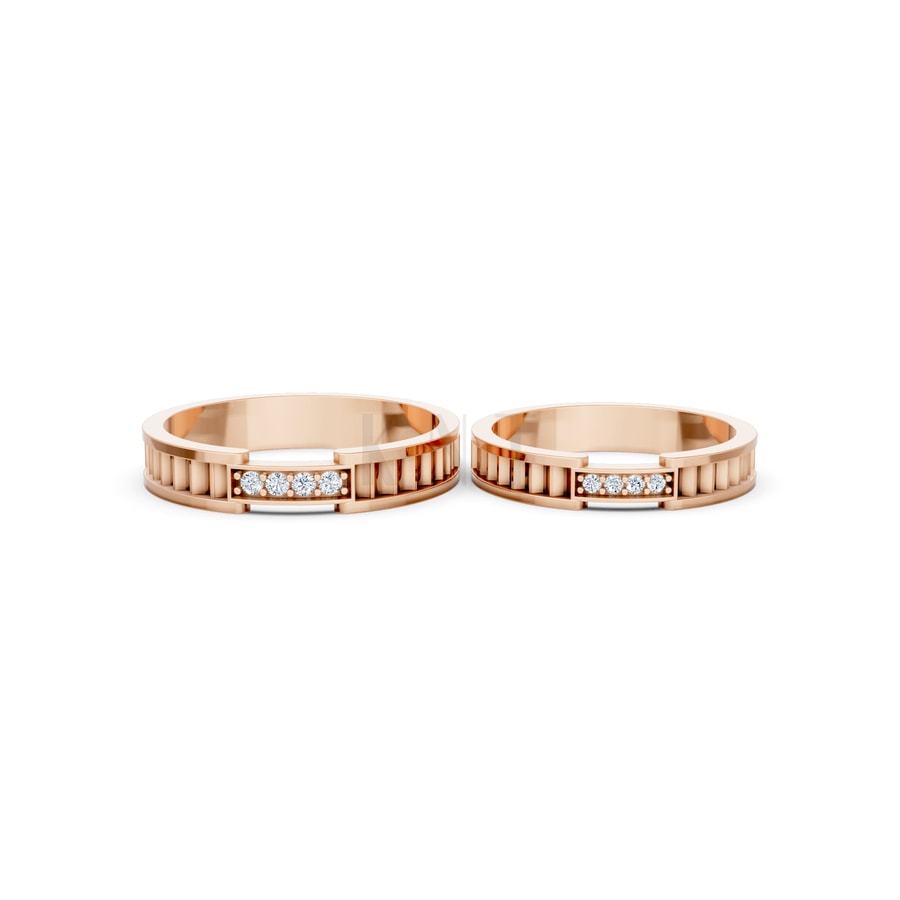 Nhẫn cưới K24 vàng hồng Rose Gold phong cách trẻ trung, nổi bật