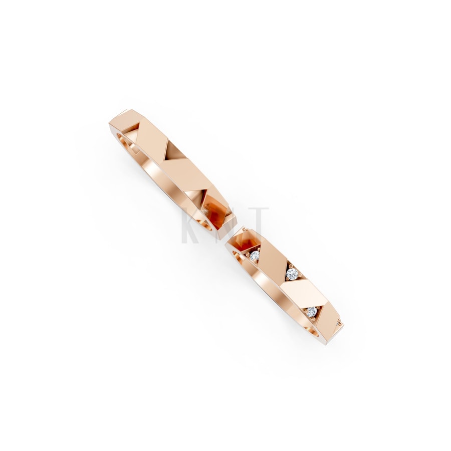 Nhẫn cưới K27 vàng hồng Rose Gold vàng đẹp, kiểu dáng trẻ trung, độc đáo