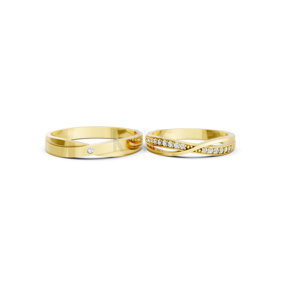 Nhẫn cưới S141 Vàng Gold vàng 10K/14K/18K/607 cao cấp, thanh lịch