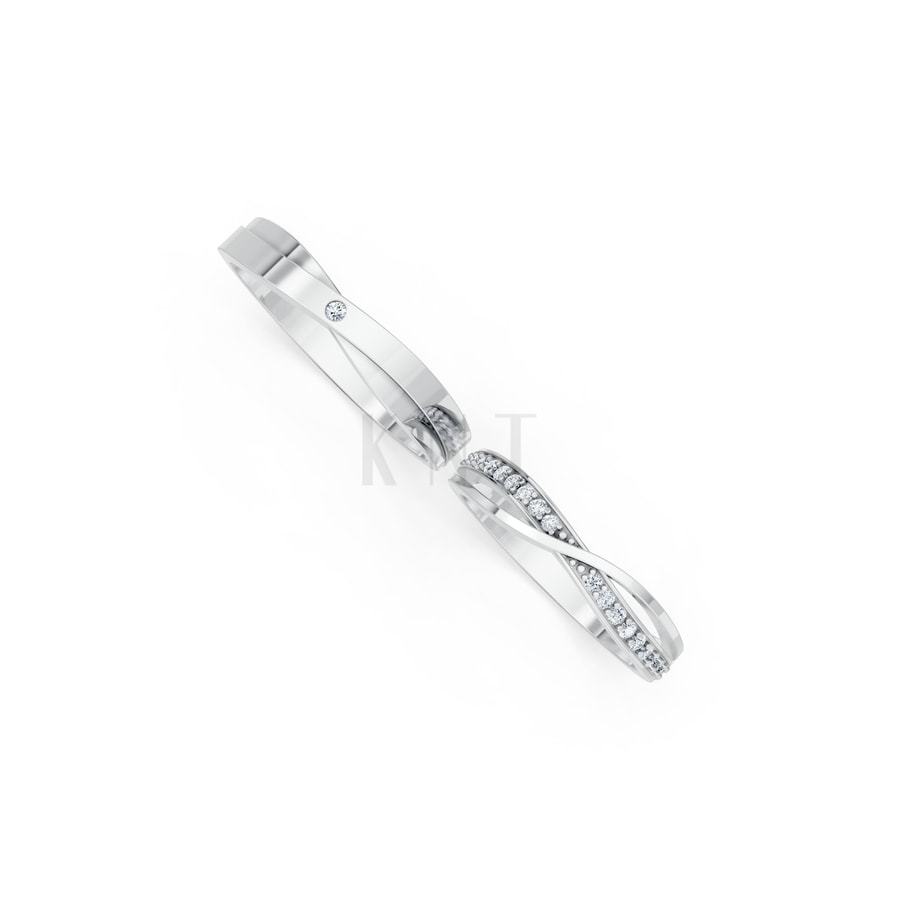 Nhẫn cưới S141 vàng trắng White Gold thiết kế trẻ trung, hiện đại