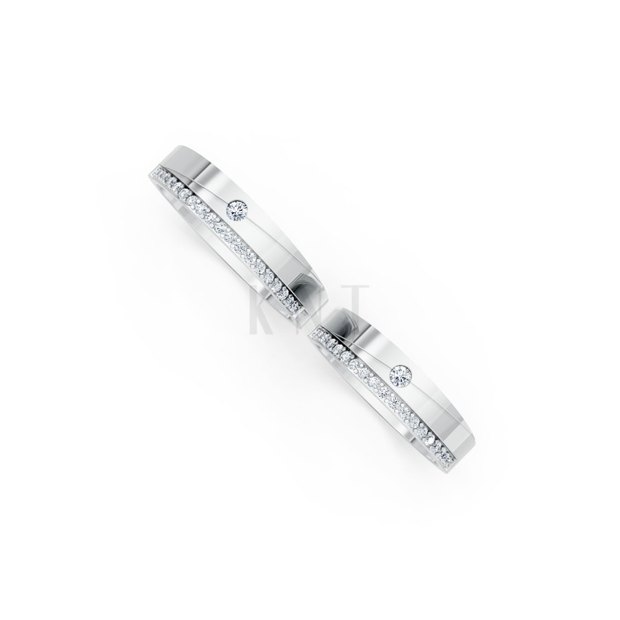 Nhẫn cưới S52 vàng trắng White Gold vàng sáng, đường nét sắc sảo, tinh tế