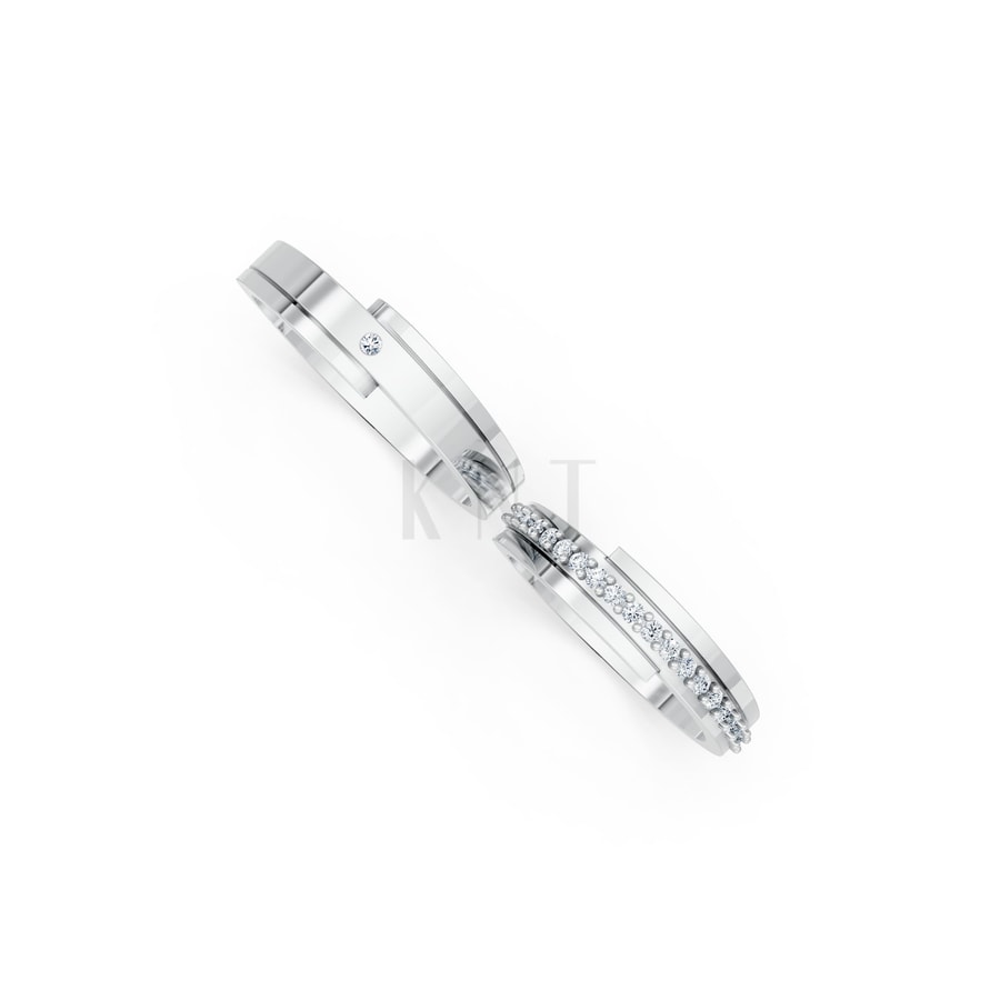 Nhẫn cưới S79 vàng trắng White Gold thiết kế trẻ trung, hiện đại