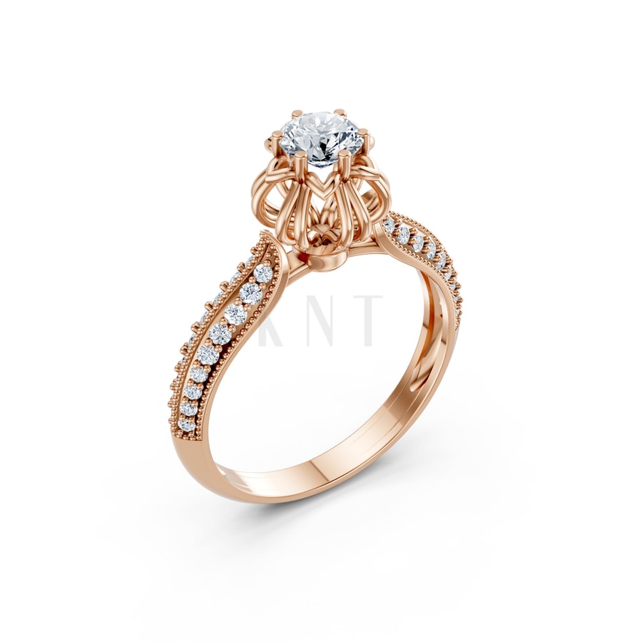 Nhẫn đính hôn Paris TBR17 vàng hồng Rose Gold họa tiết ấn tượng, cá tính