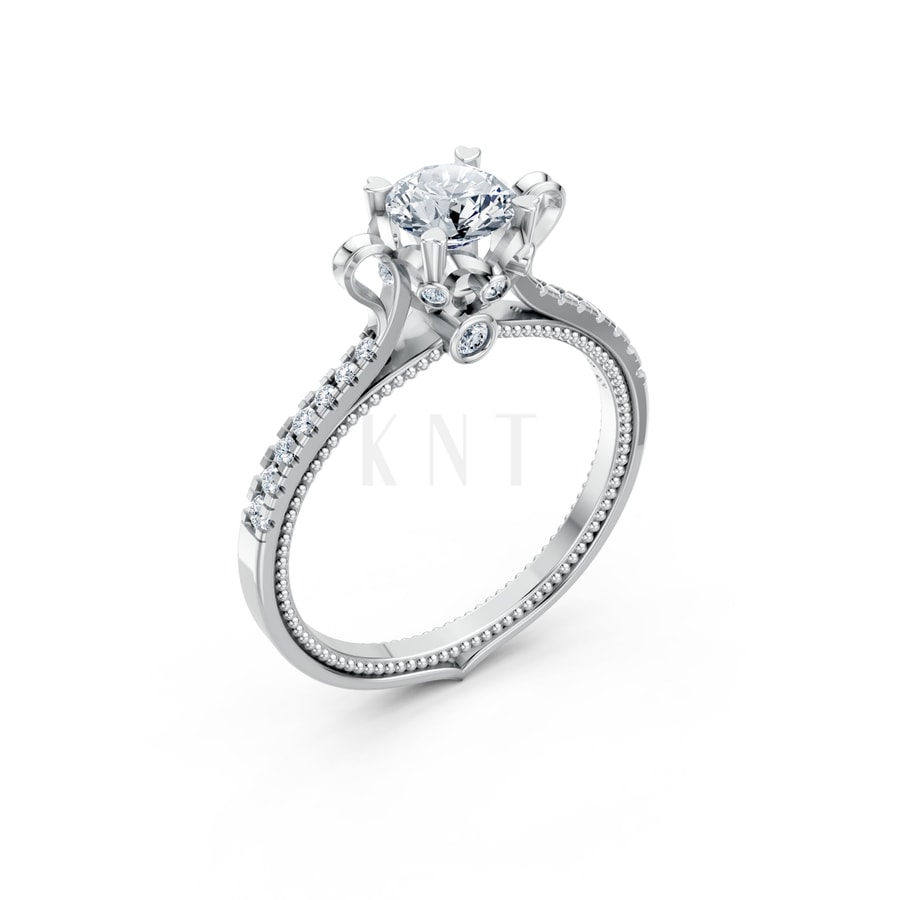 Nhẫn đính hôn Paris TBR18 vàng trắng White Gold kiểu dáng hiện đại, nổi bật
